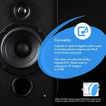 OREI optical to analog stereo adapter showing power input port and premium build finish