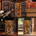 CCCDF book nook bookshelf insert decor with warm sensor LED light glowing between books