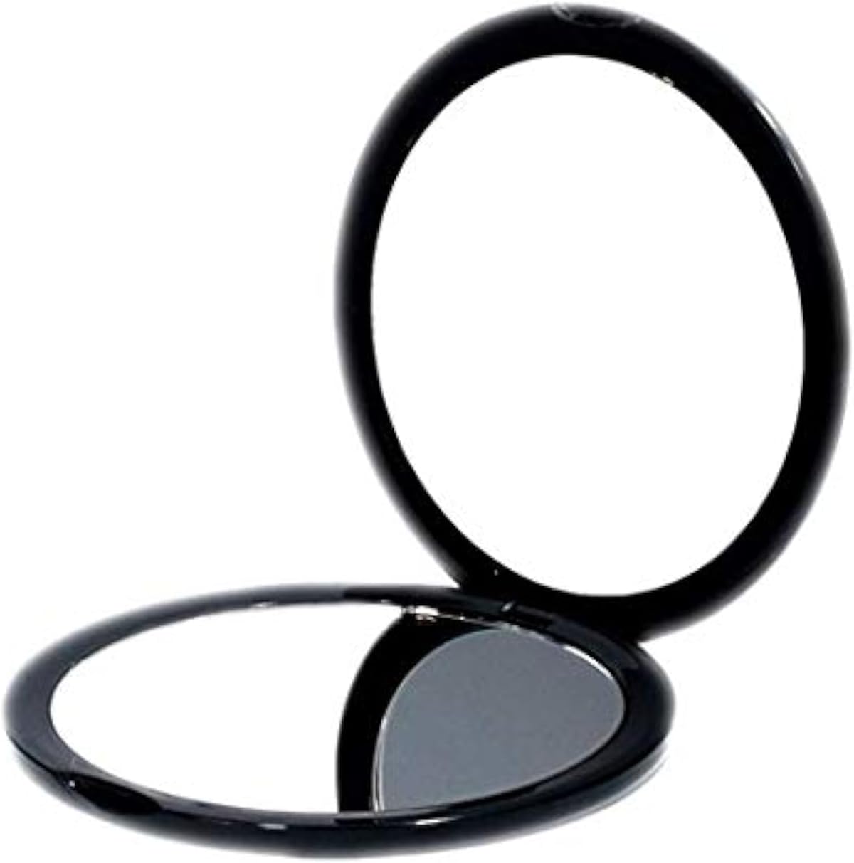 Deweisn magnifying compact cosmetic mirror front view displaying the sleek black outer casing