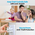 Lock Socket securing a 3 pronged power adapter