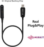 Mirkit Baofeng programming cable connected to a waterproof radio