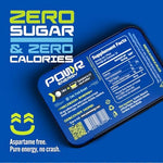POWR caffeinated mints ingredients list showing sugar free and zero calorie formula