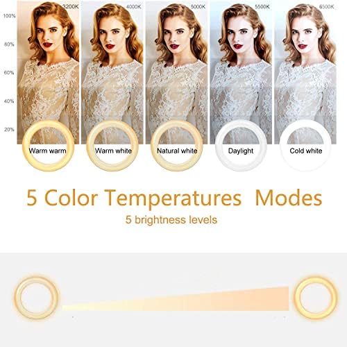 Selfila ring light color temperature comparison displaying warm to daylight lighting modes.
