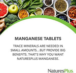 Back of NaturesPlus Manganese bottle showing ingredients and facts