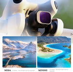 Detailed view of ND4 ND8 ND16 ND32 ND64 ND1000 filters for drones