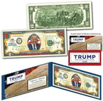 Uncirculated colorized United States presidential currency banknote inside premium blue display folio