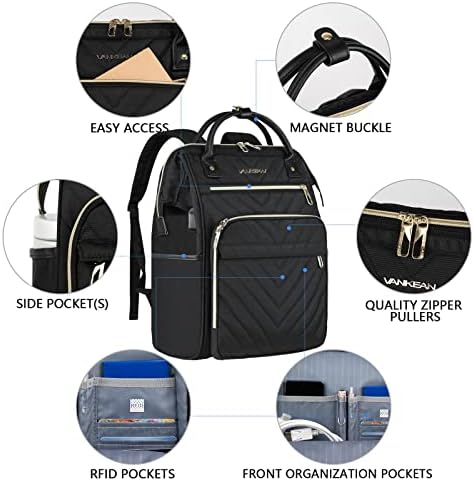 VANKEAN college daypack interior detail showing internal organization dividers and RFID pockets.