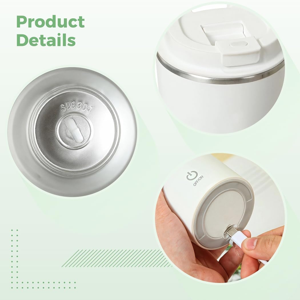Yeeplant 400ml stainless steel mixing cup with leak-proof lid attached