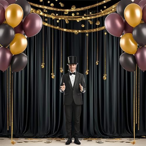 Large twenty feet by ten feet black photo booth backdrop for graduation parties