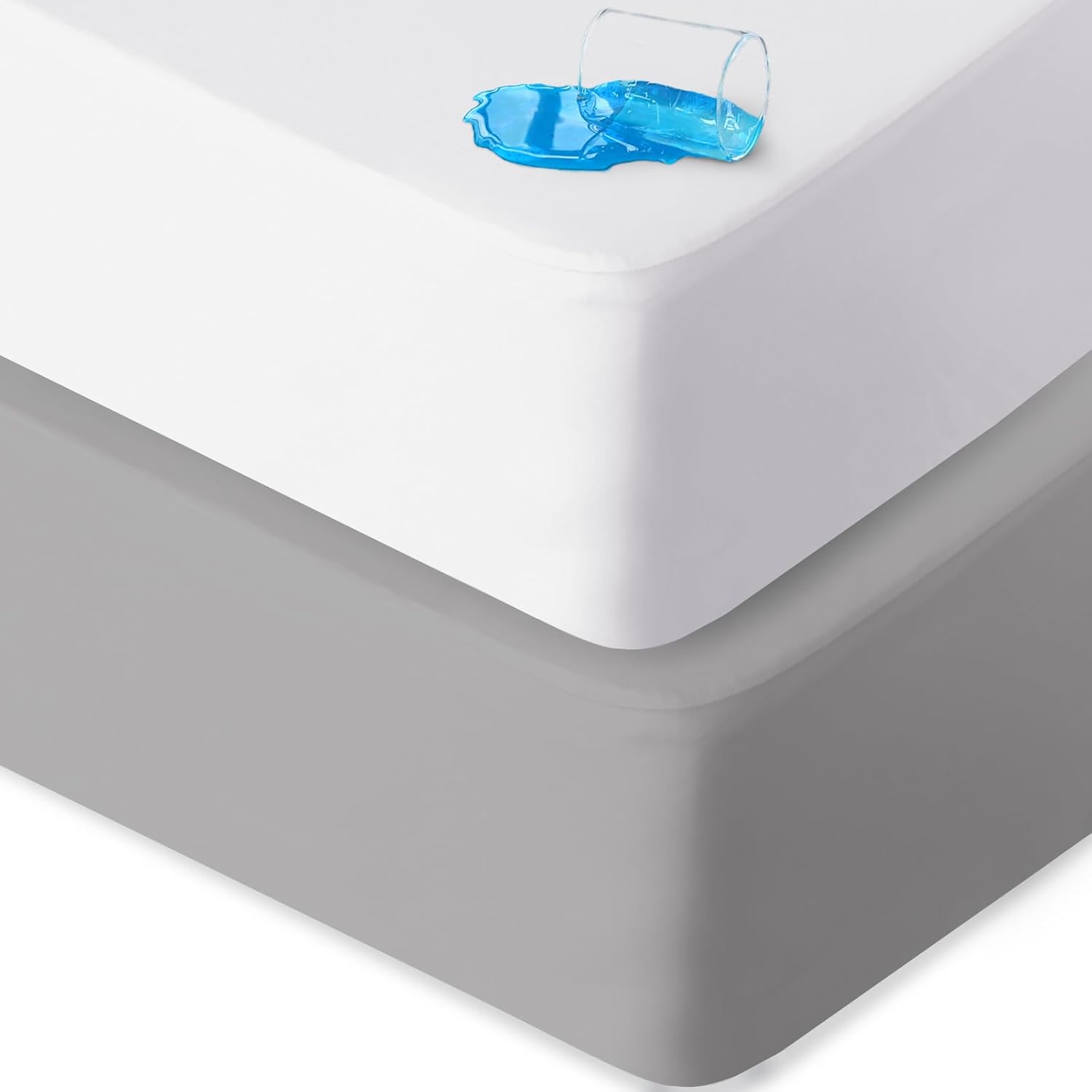 Biloban waterproof pack and play sheets front view displayed on a playpen mattress