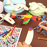 Full contents of Baphile airplane kit including stickers and pencils