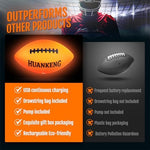 HuanKeng durable rubber night football resting inside its official premium gift packaging.