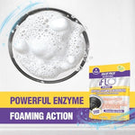 Educational graphic showing how Iflo foam cleans deep inside disposal
