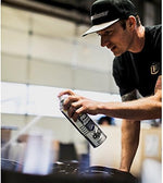 Authentic Gumout parts cleaner fifteen fluid ounce container demonstrating application on unpainted metal vehicle components.