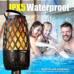 IXTECH portable bluetooth speaker close up detailing the IPX5 water resistant control panel