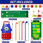 Close up of Bennol kids golf clubs and putting mat design