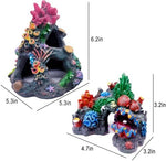 Close-up view of the artificial starfish and colorful coral accents on the Tfwadmx rock reef ornament.