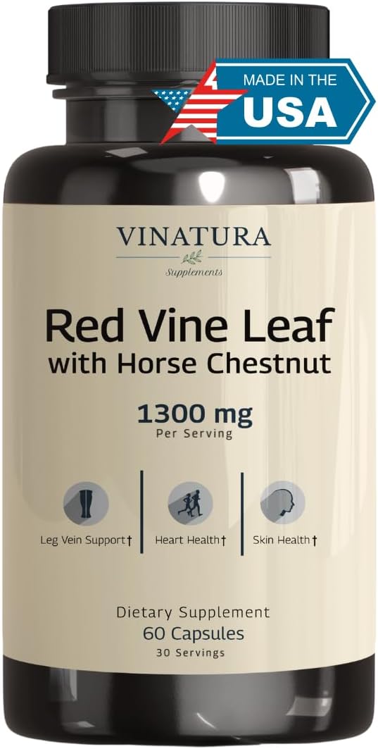 Vinatura Red Vine Leaf and Horse Chestnut 1300mg bottle front view