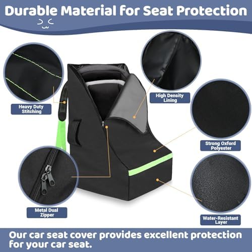 Safety reflective strip on Sublaga car seat travel bag