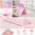 FUWANG 10.2 inch iPad keyboard case showing seven vibrant backlight color options