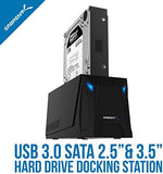 Premium Sabrent external hard drive dock showing the rear power switch and USB 3.0 interface port