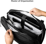 ALPAKA Elements Tech Brief Pro rear view showing the integrated luggage pass through sleeve
