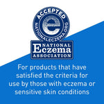 National Eczema Association logo with text on a blue and white background
