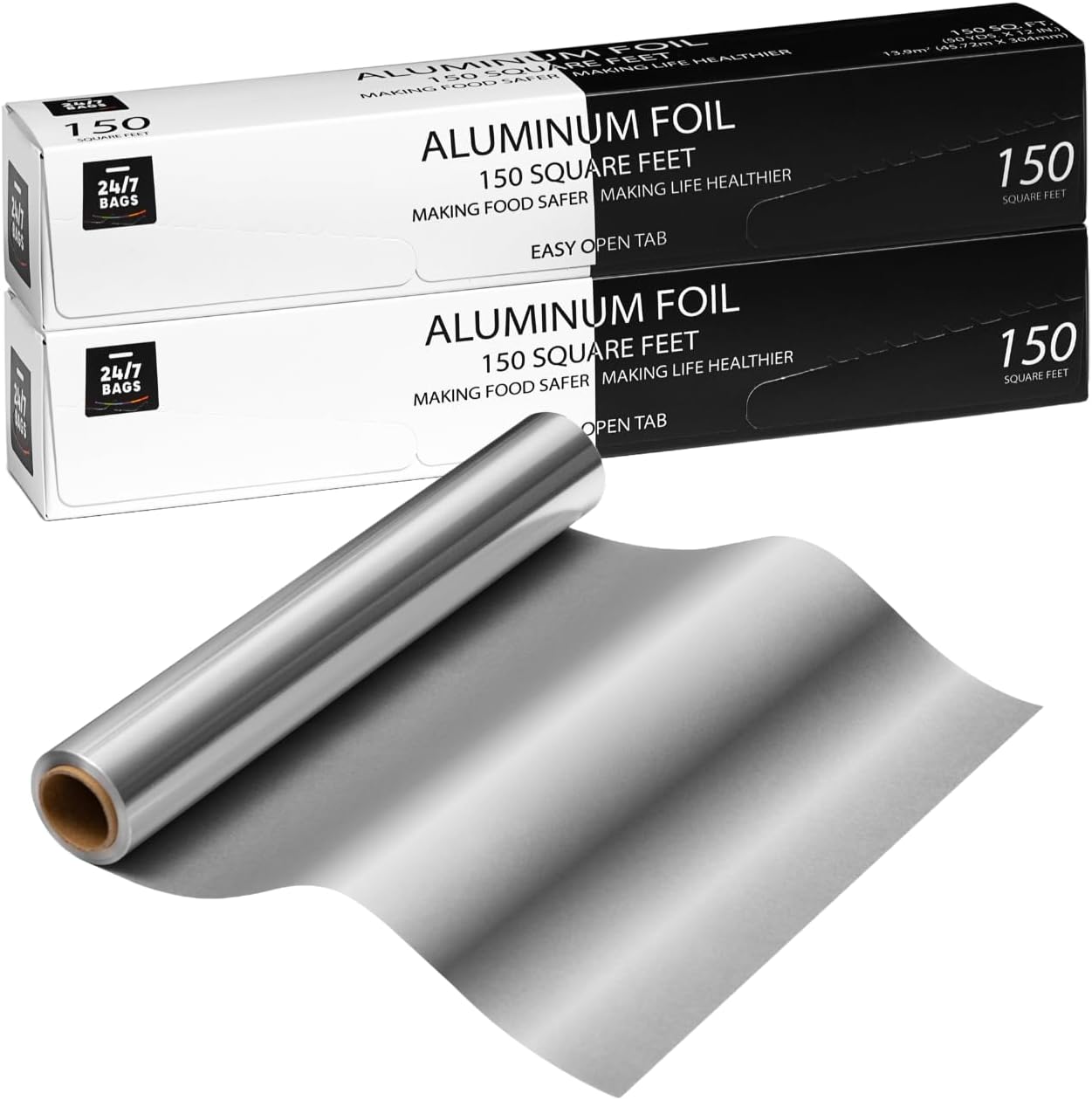 24/7 Bags Standard Aluminum Foil two pack front view for commercial kitchen use.