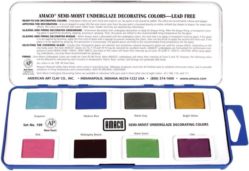 Amaco semi-moist underglazes set front view packaging