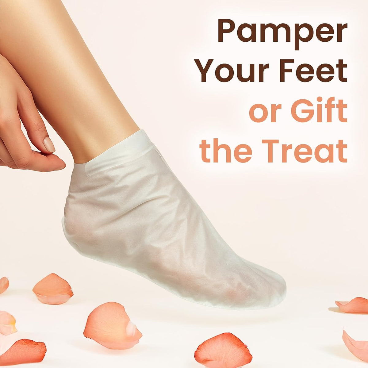 Side angle shot of Bloomora foot mask individual pouch