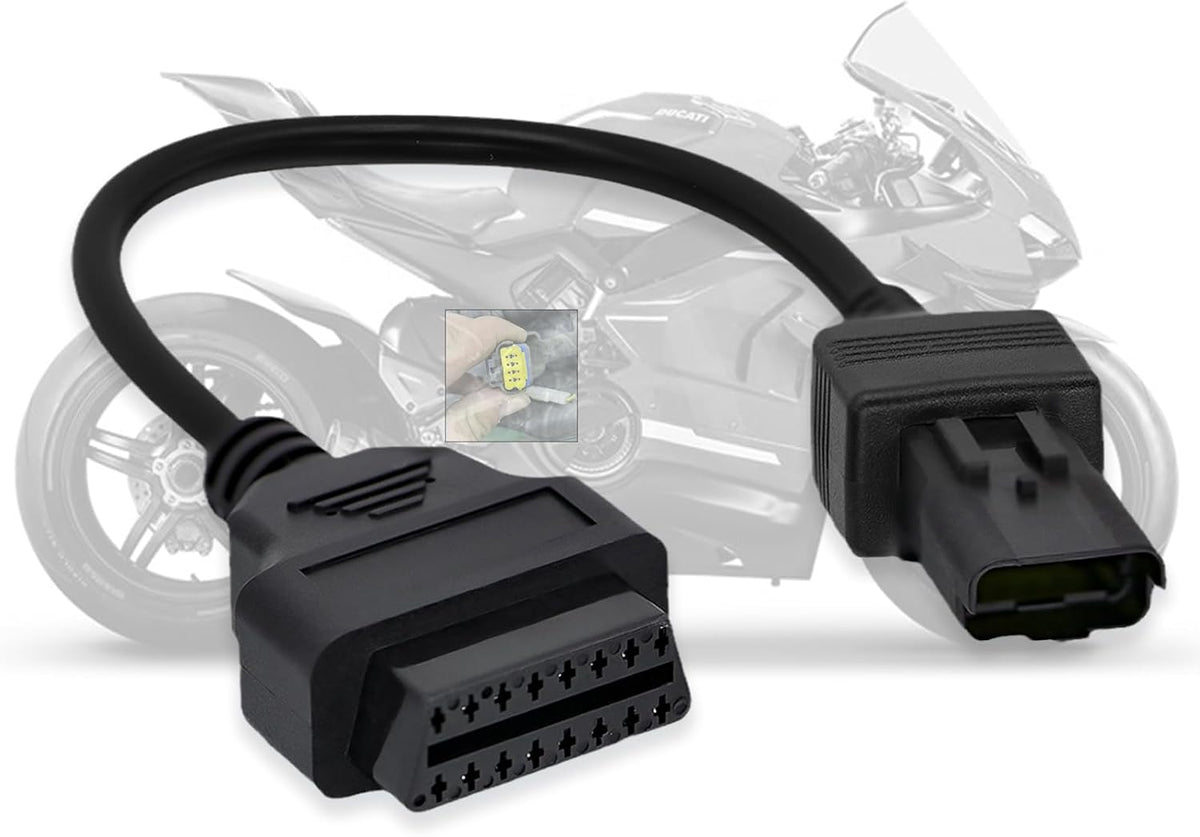 AMHTDOL Ducati 4 pin to 16 pin OBD2 adapter front connector view