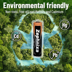 Zephnixa 550mAh AAA cell packaging detailing the 1200 plus charging cycles performance guarantee.