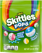 Skittles POPd Sour Freeze Dried Candy resealable top seal detail