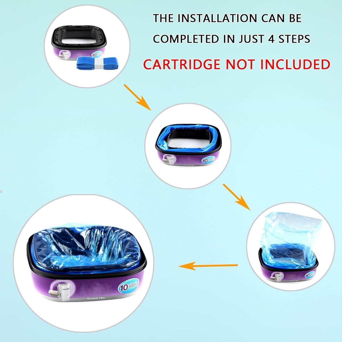 Close up view of the durable tear resistant cat waste refill film.