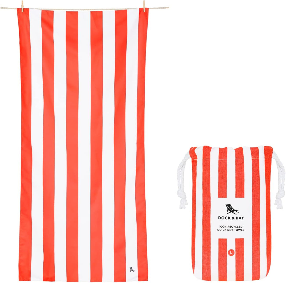 Dock & Bay Beach Towel - Quick Dry, Sand Free - Compact, Lightweight - 100% Recycled - Includes Bag - Cabana - Kamari Charcoal - Large (160x90cm, 63x35) - Image 15
