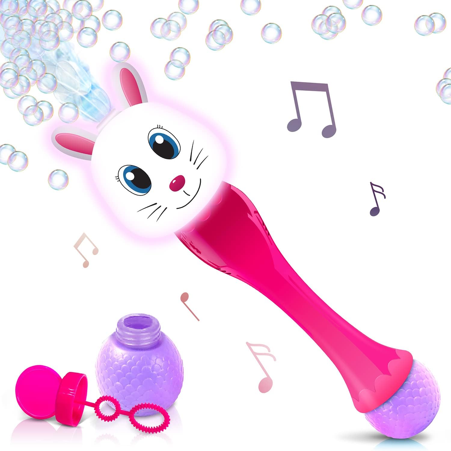 ArtCreativity 14 inch light up bunny bubble wand front view