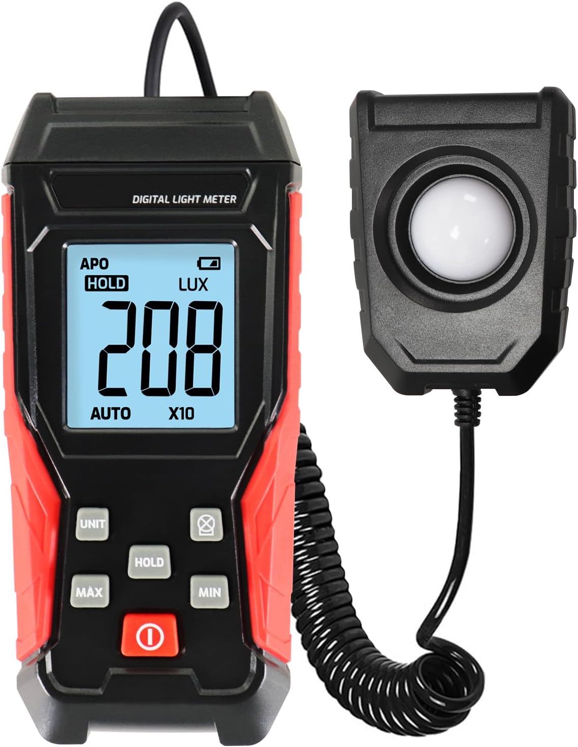 Danoplus digital lux meter front view showing LCD display