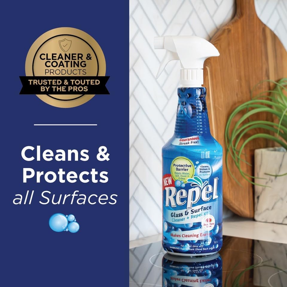 Water beading effect on a glass surface after using Clean-X nanotechnology cleaner.