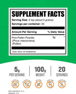 BulkSupplements broken cell wall pine pollen herbal supplement bag