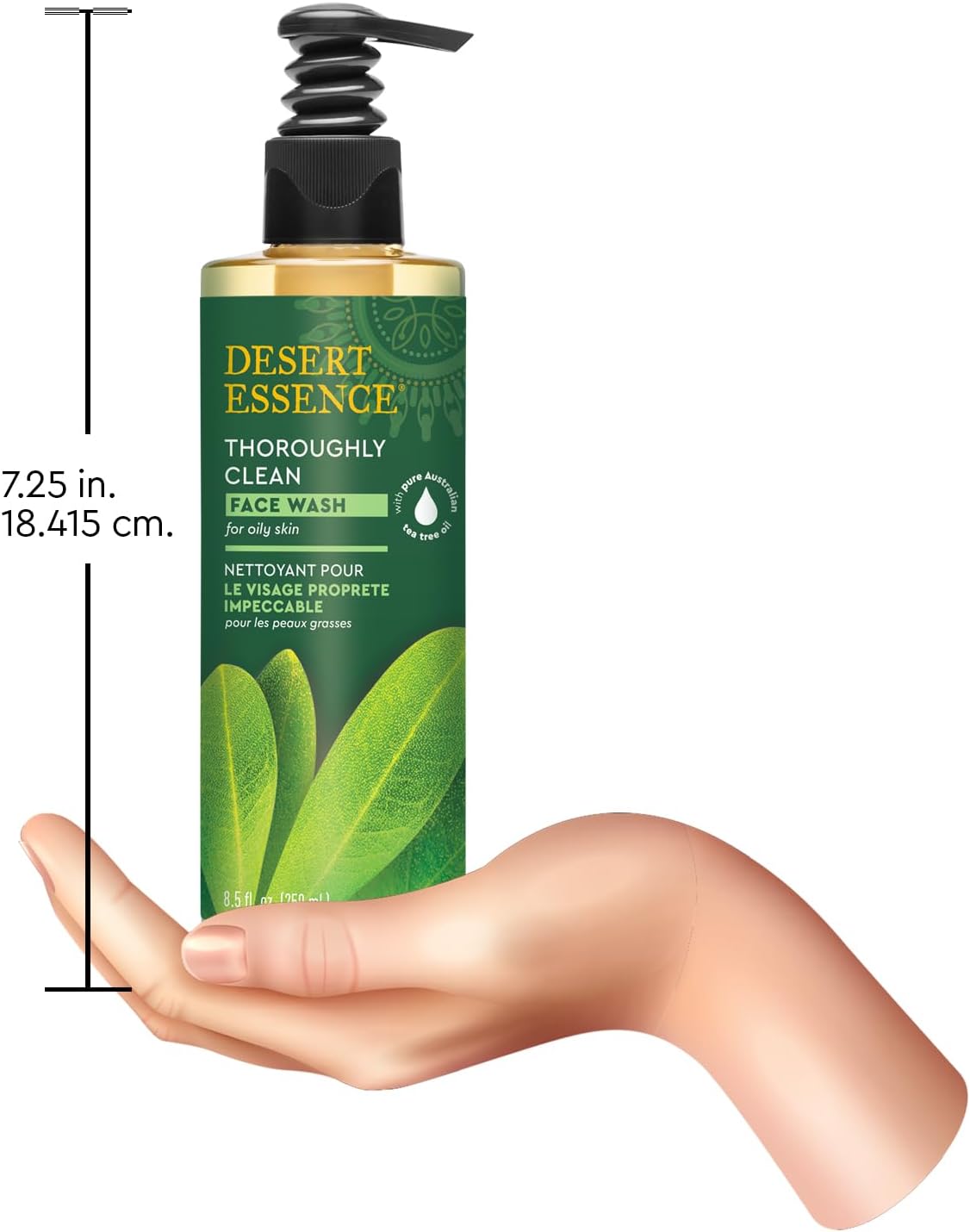 Desert Essence 8.5 fluid ounces face wash packaging angle