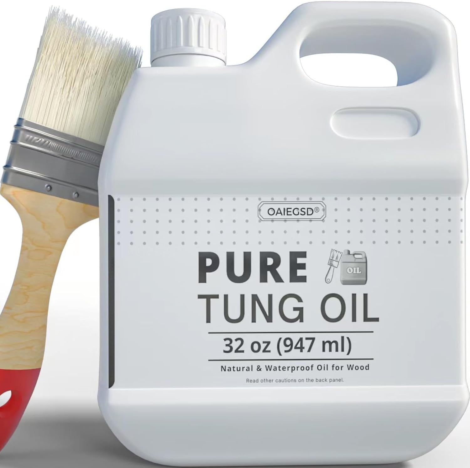 Oaiegsd 100 Percent Pure Tung Oil 32 Fluid Ounce bottle front view.