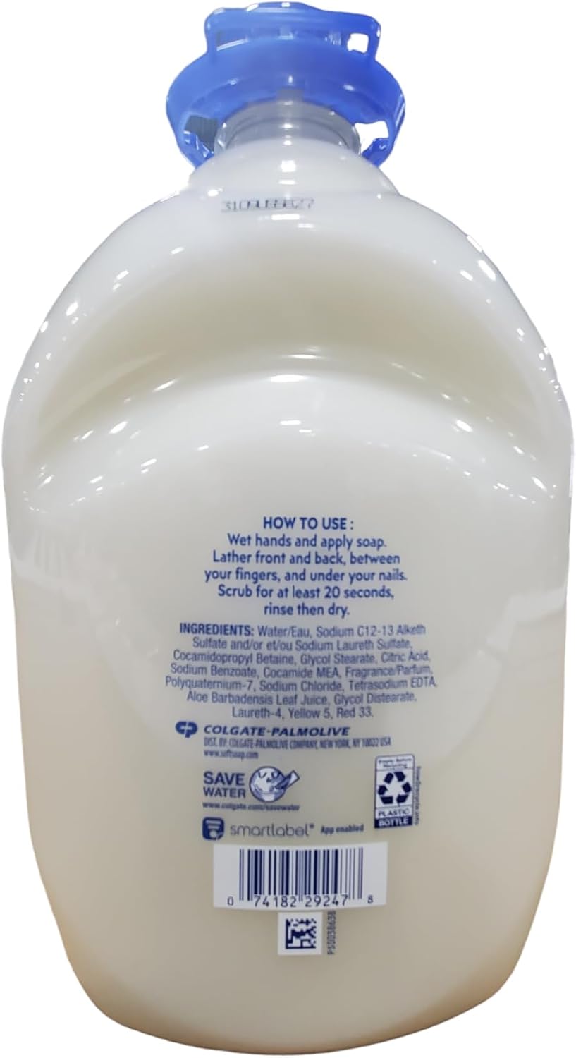 Softsoap Aloe Vera hand soap refill bottle showing easy pour design