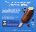 Close up of frozen milk chocolate coated banana half
