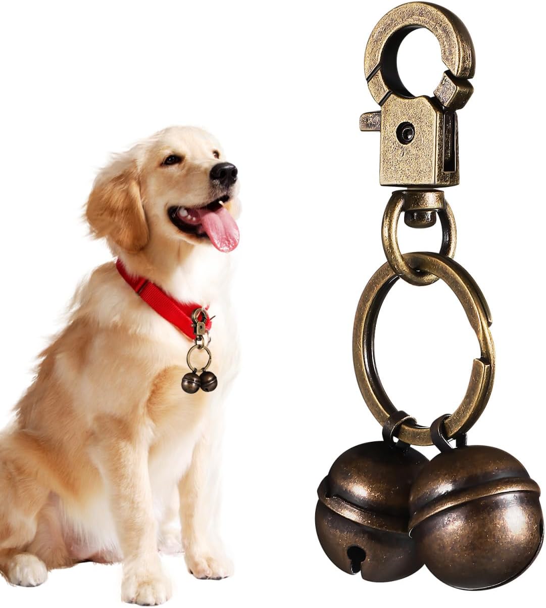 SUPVOX brass pet bell keychain front view