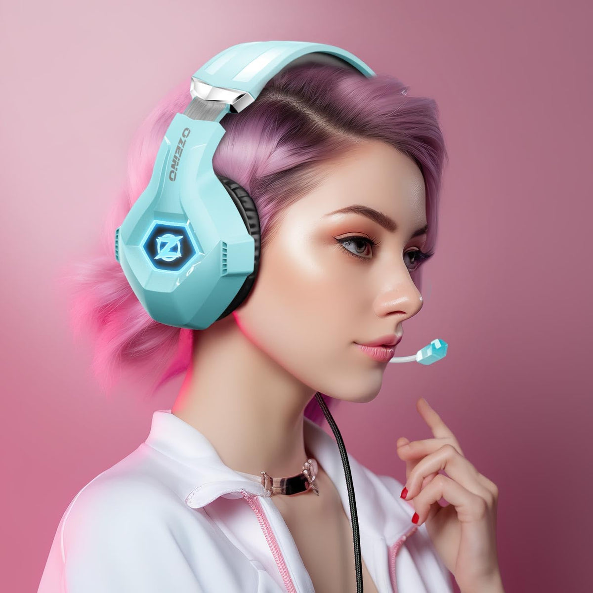 Ozeino gaming headset multi-platform compatibility adapter view