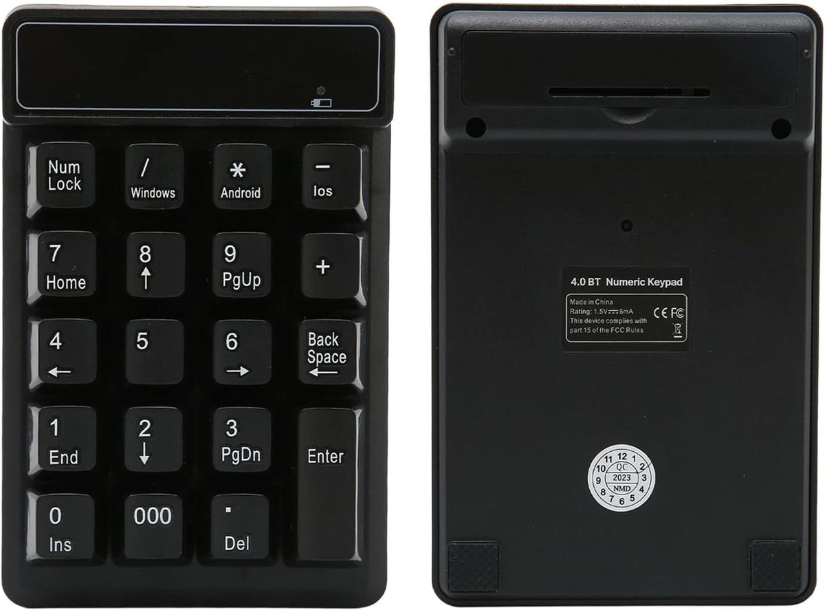 Kuidamos wireless number pad angled profile showing tilt design