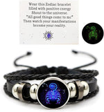 Vintage Zodiac Constellation Bracelets Zodiac Guardian Bracelet Black Leather Bracelet Adjustable Handmade Woven Bracelet Birthday Jewelry for Women - Image 9