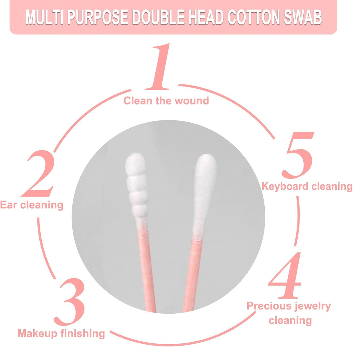 HQSLsund cotton swabs close up of double tips