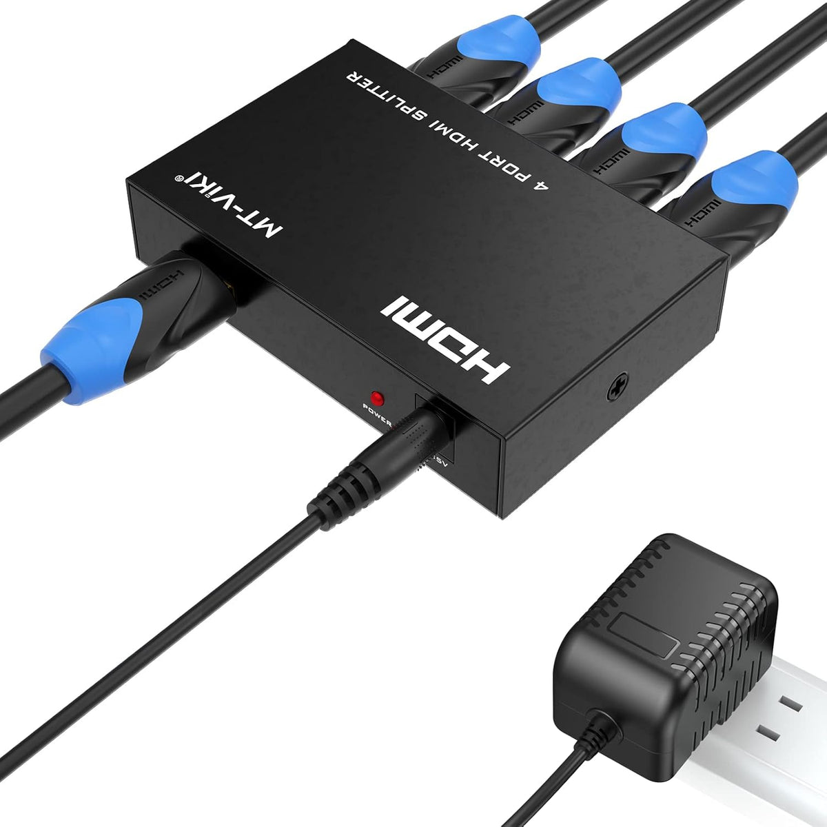 MT-VIKI four port high definition video distribution box front view showcasing input indicator lights