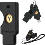 Shieldcase protective case for security key front view showing black hard shell body.